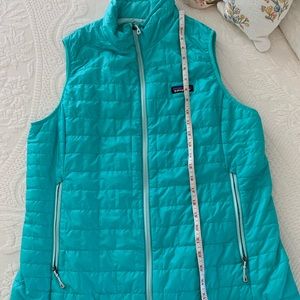 Patagonia Womens Nano Puff Vest AQUA Blue Quilted Primaloft Size XL